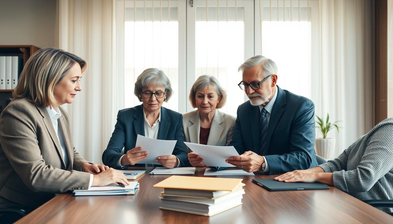 Family reviewing legal documents